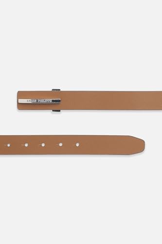 Image of Louis Philippe Men's 100% Italian Leather Shiny Nickel Buckle Formal Profile Belt