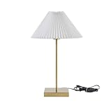 MSUJAHM Brass Table Lamp with Pleated Shade, 21' H