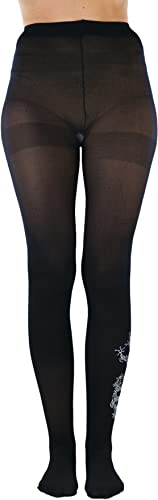 Image of ToBeInStyle Women's Opaque Pantyhose Tights w /Silver Metallic Dragon Print