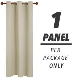 Deconovo Grommet Blackout Curtains For Kids Bedroom, Room Darkening Thermal Insulated Window Curtain, Beige, 42X84 Inch, 1 Panel #TOP2