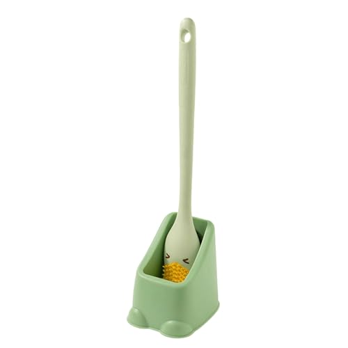Samuliy Juego de escobilla de inodoro y soporte de silicona, cerdas suaves, cepillo de limpieza de inodoro en forma de pico de pato, cepillo de inodoro de mango largo, accesorios de inodoro para casa