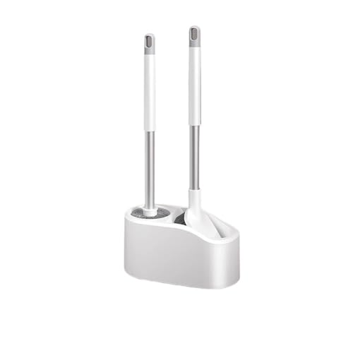 Escobilla de baño Juego de cepillos for Inodoro de Dos cepillos montados en la Pared, Cepillo de plástico con Mango Largo y Base de porosidad for Baño Escobillas para baños