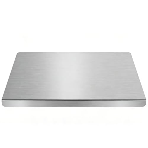 Stainless Steel Cutting Board with Lip for Kitchen, Metal (15.7×11.8 inch) Chopping Board with Counter Lip for Meat Vegetables Fruit, Double-Sided Dough Kneading Board for Baking