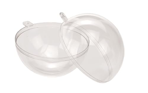 Sfera trasparente in plastica GLOREX 6 3500 004 - Sfera di plastica, diametro 10 cm, trasparente cristallina, divisibile in 2 metà, per riempire e decorare, con foro per appendere