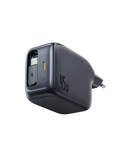 Immagine prodotto: Caricatore USB C da 45 W, Baseus Enercore con cavo USB C, caricatore iPhone iPad, alimentatore di rete per iPhone 17/16/15/14/13/12/11 Pro Max Air, Samsung Galaxy S25, Pixel, cavo estraibile