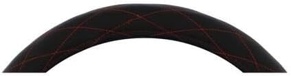 United Pacific 70120 Accessory Steering Wheel Cover, 18", Black Diamond Stitched Leather, Red