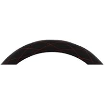 United Pacific 70120 Accessory Steering Wheel Cover, 18", Black Diamond Stitched Leather, Red