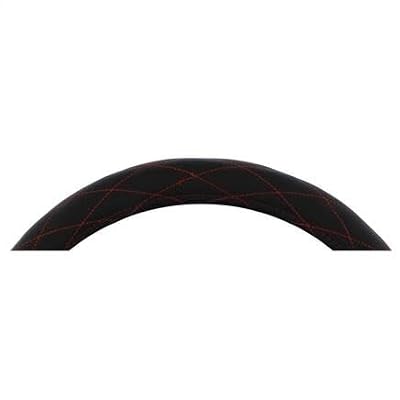 United Pacific 70120 Accessory Steering Wheel Cover, 18, Black Diamond Stitched Leather, Red