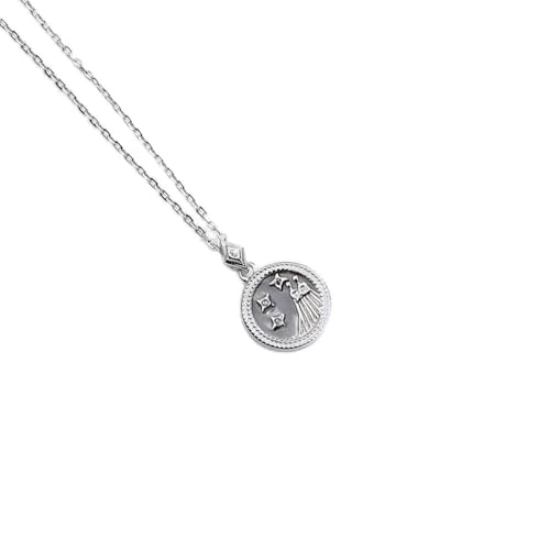 Collier Signe du Zodiaque en nacre blanche et platine pour homme et femme