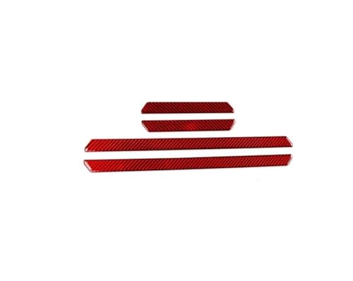 カーセンターコンソールトリム ゴルフ 8用 GTI用 MK8用 2021-2023 カーボンファイバードアウェルカムペダルパネルストリップ 車内アクセサリー 装飾ステッカー(Red)