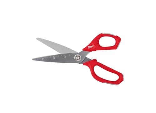 Milwaukee 48-22-4041 Iron Carbide Core Large-Looped Straight Jobsite Scissors w/ Onboard Ruler Markings and Index Finger Groove Milwaukee 48-22-4041 Iron Carbide Core Large-Looped Straight Jobsite Scissors w/ Onboard Ruler Markings and Index Finger Groove