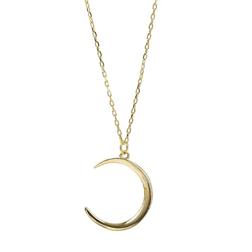 Collar de mujer en forma de media luna, colgante sencillo, cadena de plata/oro para mujeres (dorado, 40 cm + 5 cm) Cover