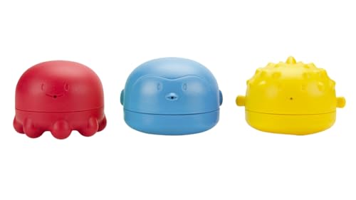Image of Ubbi Squeeze & Switch Silicone Bath Toys for Babies and Toddlers, Mix-and-Match Water Squirter Toys, Water Toys for Toddler Bath Playtime, Set of 3