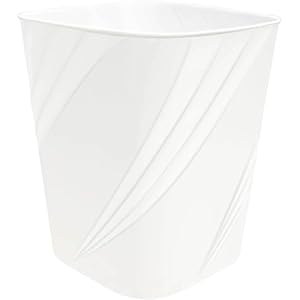 DAJITRE Small Plastic Trash Can Wastebasket Recycling Bin for Bathroom, Dorm, Bedroom，Home Office, Garbage Can for Bedroom, Kids Room (1, White)