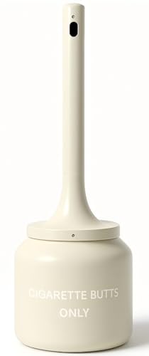 Cigarette Butt Disposal Outdoor, All-Aluminum 5-Gallon Receptacle, 40 in H x 11.8 in Dia, Beige – Rust-Proof, Weather-Resistant, Liner-Free, Oxygen-Restricting Top, Outdoor Ashtray