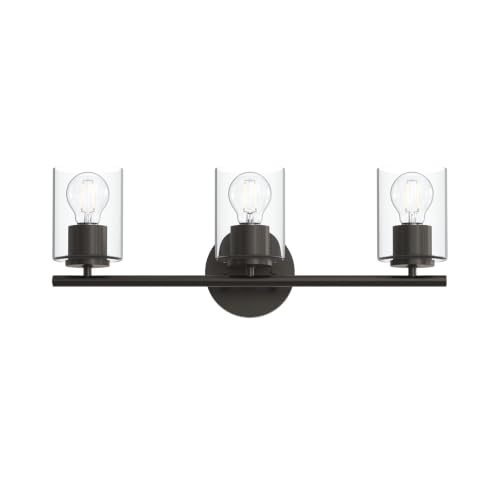 Image of Progress Lighting Replay 22 Inch 3-Light Vanity Light, Transitional, Antique Bronze with Clear Glass Shades, (7.875 inch H x 22 inch W x 6 inch D), P300583-020
