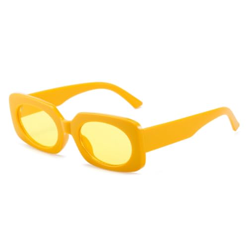 Lunettes de soleil rétro carrées pour masquer la fatigue avec style grâce aux verres jaunes