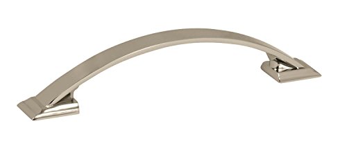 Image of Amerock | Cabinet Pull | Polished Nickel | 3-3 /4 inch (96 mm) Center to Center | Candler | 1 Pack | Drawer Pull | Drawer Handle | Cabinet Hardware