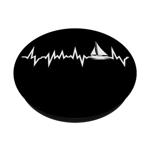 Sailing Heartbeat For Sailors & Skippers PopSockets Swappable PopGrip, Black - Image 2