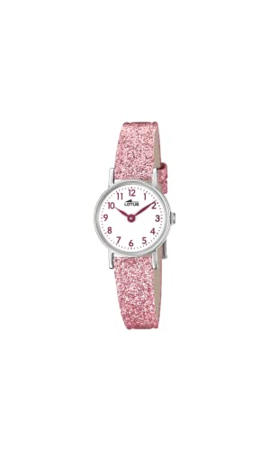 LOTUS Reloj Infantil 18409/B Outlet Caja de Acero Inoxidable 316l Gris Plata Correa de Cuero Rosa