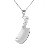 .925 Sterling Silver 1-1/4' x 3/8' Butcher’s Knife Meat Cleaver Pendant Necklace - 16'