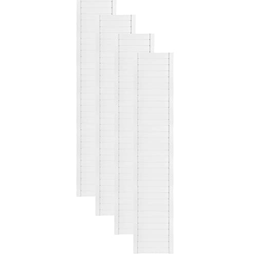 DecoMeister Puertas de Lamas Blancas de Madera Maciza con Tablones Listones Cerrados para Armario Frente de Mueble Imprimado de Dimensiones 394x1995 mm Juego de Cuatro Piezas