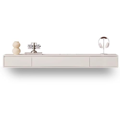 Meuble TV suspendu blanc de 120 cm avec tiroirs de rangement pour salon