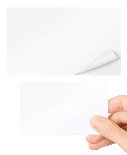 Autocollant Cartes en PVC Plastique – Lot de 100 vierge Blanc Standard CR80 Format carte de crédit 86x54mm d'épaisseur 320 Micron avec 175 Mic papier dos...