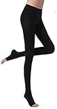 BriteLeafs Opaque Compression Stocking Pantyhose Therapeutic 20-30 mmHg Open Toe - Firm Support Gradient Compression, Professional Grade (Large, Black)