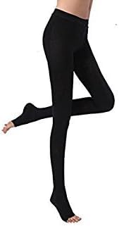 BriteLeafs Opaque Compression Stocking Pantyhose Therapeutic 20-30 mmHg Open Toe - Firm Support Gradient Compression, Professional Grade (Large, Black)