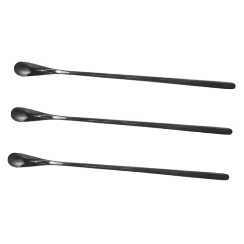 LOLIPPYY 3個 爬虫類用給餌スプーン 耐久性ステンレス製 ロングハンドル 小型ペット適用 トカゲ ヘビ向け多機能フードスプーン