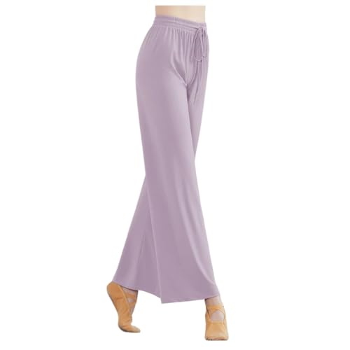 Pantalon yoga femme jambe large taille haute élastique pour danse de ballet