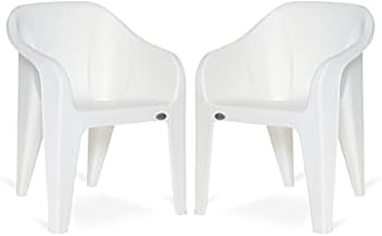 OAKNEST Supreme Futura Stackable Modern All Purpose Plastic with-Arm Chair Suitable for Home, Office, restaurent, Garden and Many More (Color: Milky White | Set of 2 Pc)