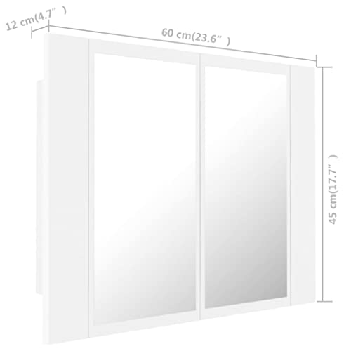 vidaXL-Armario-Espejo-de-Bano-Luz-LED-Inodoro-Aseo-Ducha-Muebles-Mobiliario-Almacenamiento-Estante-Decoracion-Adorno-Blanco-60x12x45-cm