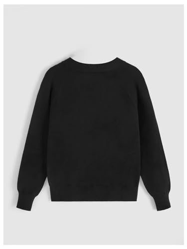 SHENHE Girl's Button Down Cardigan V Neck Long Sleeve Casual Solid Fall Cardigan Sweater2