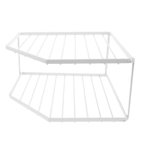CLISPEED Organizador de Ollas y Sartenes de Esquina Estante de Cocina Doble Capa 12 CM Alto Soporte Metálico Reforzado para Almacenamiento Gabinete Fregadero Organizador de