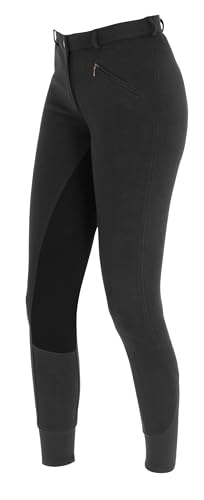 Covalliero Pantalones de Montar Economic, Talla 38, Negro, algodón, Elastano, elásticos, Antideslizantes, Bolsillo con Cremallera