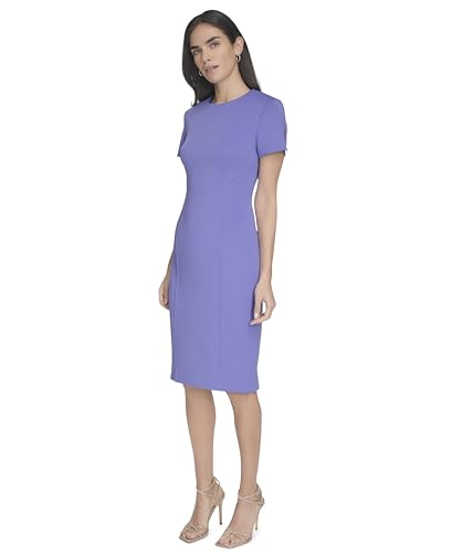Image of Calvin Klein Short Sleeved Seamed Sheath Dress