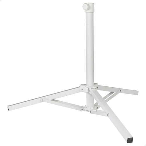 AKTIVE Base sombrilla, Color blanco, 3 patas metal, Abierta 100x100x83 cm, Cerrada 10x10x68 cm, Mástil Ø25-32 mm, Parasol plegable, Pie sombrillas (61157)