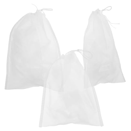 FUNNETOYU 3pezzi Sacco Filtro Extra Fine Riutilizzabile in Nylon Sacchetto Per Latte Di Soia e Succhi Di Frutta Coulisse e Rete Filtrante Integrata Per Cucina Per Filtrare Residui e Particel