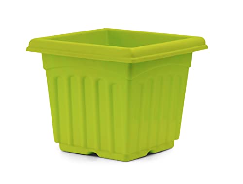 Image of Gardens Need Square Planter with Drip Tray Set (14-inch, Lemon Green, Pack of 2 Sets)