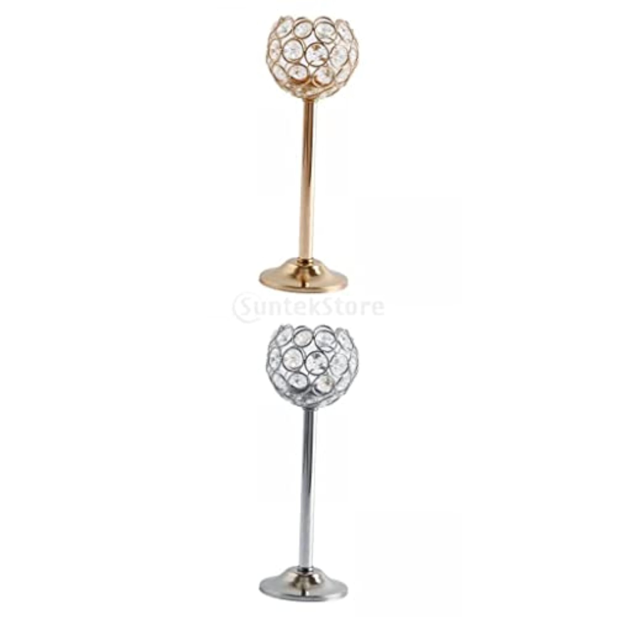 2x Diamante Crystal Tea Light Candle Holder Set