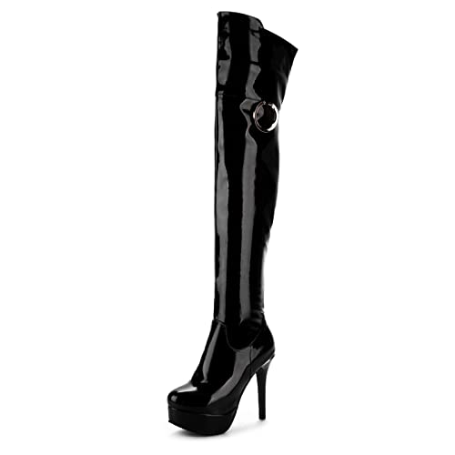 Bottes de pole dance vernies et extensibles à bout pointu pour femme
