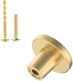 BIGLUFU 12 Pcs Brass Drawer Knobs, Round Kitchen Cabinet Knobs, Dresser Handles Pulls for Chest of Drawers with Screws-20x25 mm (Gold)
