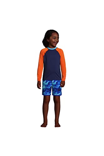Lands' End B Active Hydroliner Swim Trunk Electric Blue Multi Swirl Kids Large #TOP3