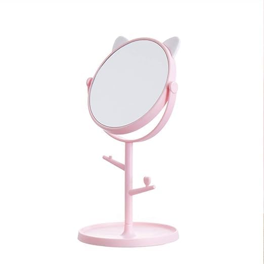 Tabletop Cat Shape Makeup Mirror Shaving Mirror, 360 Swivel Mirror, Bathroom Mirror, Cosmetic Mirror, Rotatable Vanity Mirror, for Make Up Women and Girls-image-30
