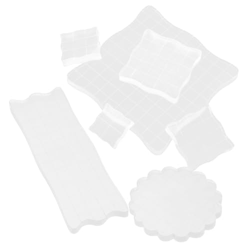 ERINGOGO 7Pcs Transparent Acrylic Stamp Block with Grid Design DIY Stamping Tools for Card Making Comfortable Grip for Easy Positioning and Safe Use