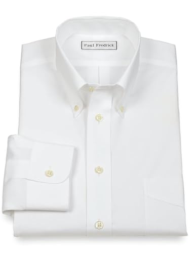 Paul Fredrick Men's Non-Iron 2-Ply Cotton Button Down Collar Dress Shirt