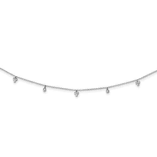 Ice Carats 925 Sterling Silver Cubic Zirconia Cz 12.5 Inch 2 Choker Necklace Pendant Charm Collar Wire Fine Jewelry For Women Gifts For Her #TOP27