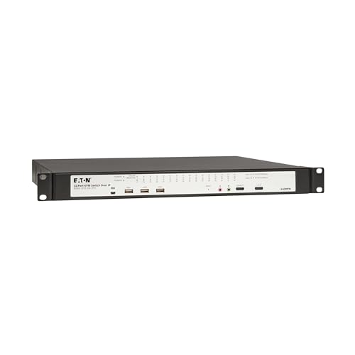 Image of Eaton 32-Port Rack KVM Over IP Switch, Cat5 /Cat5e, Virtual Media KVM, 4 Users (Remote + 1 Local User), Free Software, VGA or HDMI KVM, 1U Rackmount, TAA Compliant, 3-Year Warranty (B064-032-04-IPH)